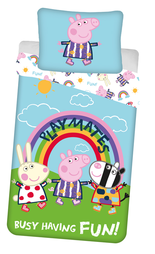 Peppa Pig dekbedovertrek Busy Glow in the Dark 140 x 200 cm - Paars - 140 x 200 cm - 100% katoen