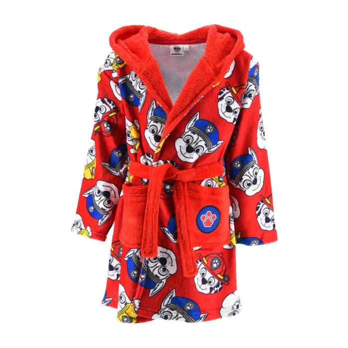 Paw Patrol badjas - Rood - 3 jaar / 98 cm, 4 jaar / 104 cm, 5 jaar / 110 cm, 6 jaar / 116 cm - 100% Polyester