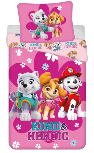 Paw Patrol dekbedovertrek Kind & heroic 140 x 200 cm - Roze - 140 x 200 cm - 100% katoen