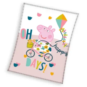 Peppa Pig plaid OH Happy Days! - Roze - 130 x 170 cm - 100% Polyester
