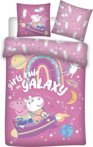 Peppa Pig dekbedovertrek Galaxy 140 x 200 cm - Roze - 140 x 200 cm - 100% Polyester