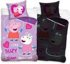 Peppa Pig dekbedovertrek glow in the dark 140x200 cm - Roze - 140 x 200 cm - 100% katoen