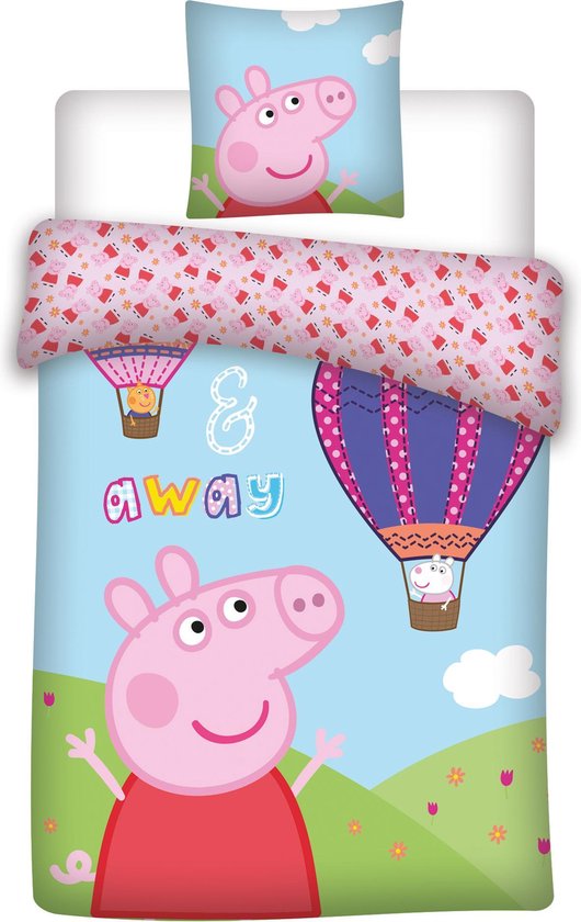 Peppa Pig dekbedovertrek Away 100 x 140 cm - Multicolor - 100 x 140 cm - 100% katoen