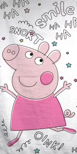 Peppa Pig strandlaken Smile 70 x 140 cm katoen - Wit/Roze - 70 x 140 cm - 100% katoen