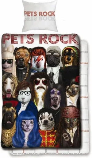 Pets Rock dekbedovertrek - Multicolor - 140 x 200 cm - 100% katoen