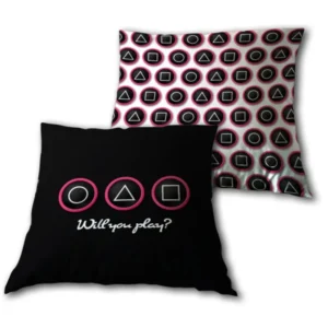 Squid Game sierkussen Will you play? - Zwart - 35 x 35 cm - 100% Polyester