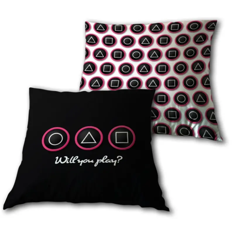 Squid Game sierkussen Will you play? - Zwart - 35 x 35 cm - 100% Polyester