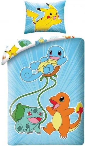 Pokemon dekbedovertrek 140 x 200 cm - Lichtblauw - 140 x 200 cm - 100% Polyester
