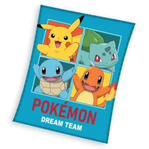 Pokemon fleece deken starters blauw - Blauw - 110 x 140 cm - 100% Polyester
