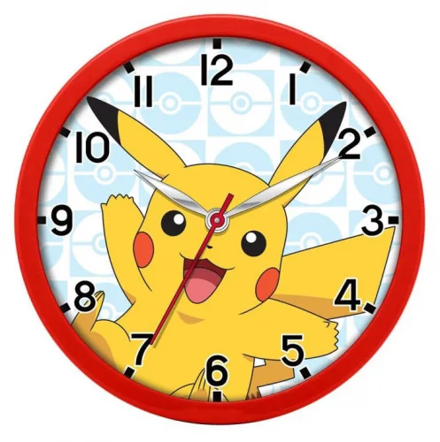Pokemon klok Pikachu 25 cm - Rood