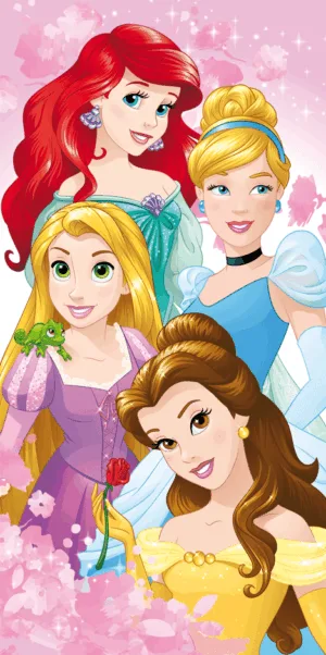 Disney Princess strandlaken Roze Bloemen 70 x 140 cm - Roze - 70 x 140 cm - 100% katoen