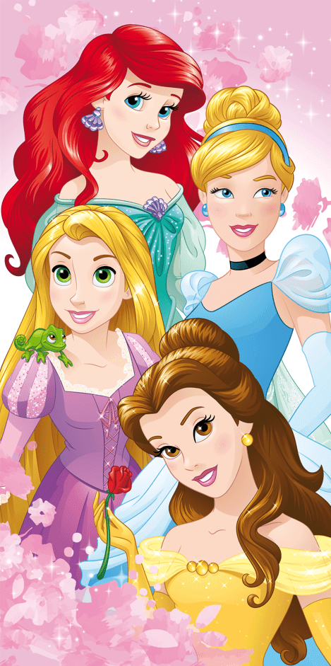 Disney Princess strandlaken Roze Bloemen 70 x 140 cm - Roze - 70 x 140 cm - 100% katoen