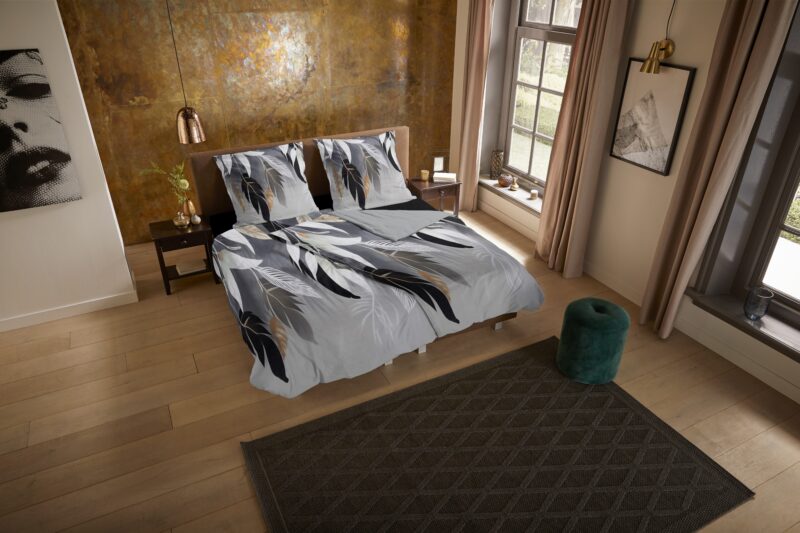 Bladeren overtrek van Pure, 135 x 200 cm, kussensloop 80 x 80 cm