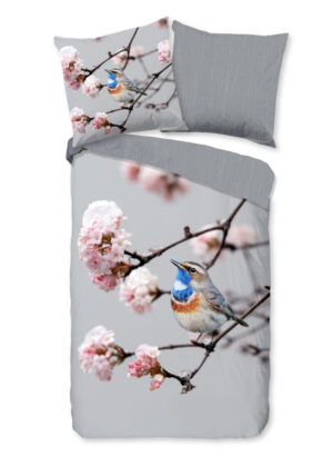 Pure dekbedovertrek blauwborst vogel - Grijs - 135 x 200 cm - 100% Polyester