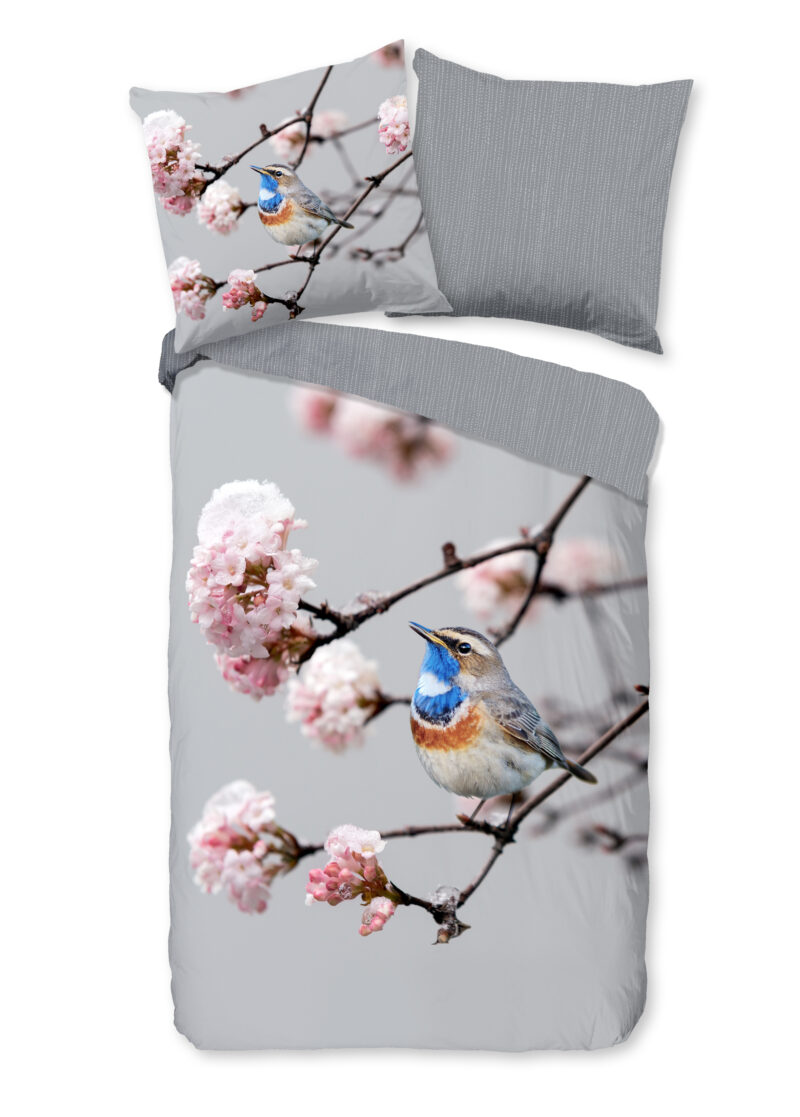 Pure dekbedovertrek blauwborst vogel - Grijs - 135 x 200 cm - 100% Polyester