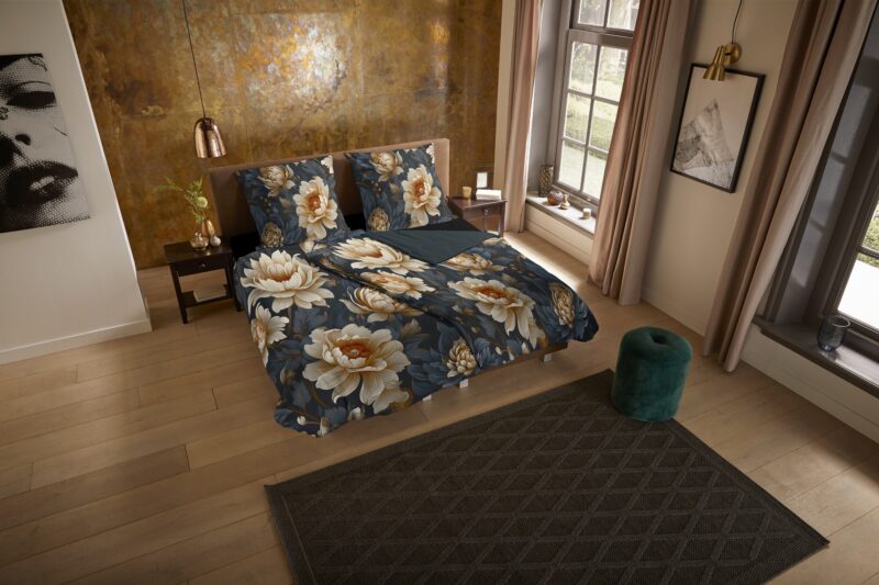 Bloemen overtrek van Pure, 135 x 200 cm, kussensloop 80 x 80 cm - kussensloop 80 x 80 cm