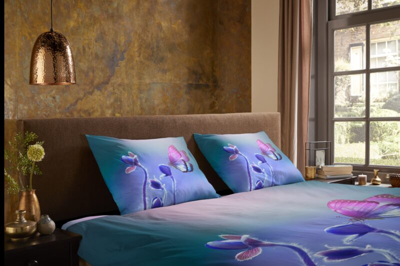 100% Polyester dekbedset bloemen en een vlinder van Pure in 135 x 200 cm