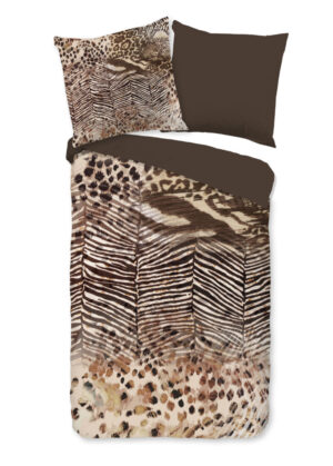 Pure dekbedovertrek dierenprint - Bruin - 135 x 200 cm - 100% Polyester
