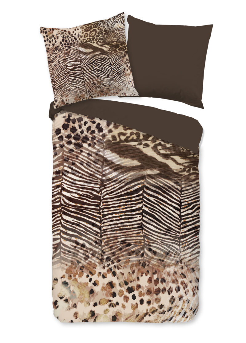 Pure dekbedovertrek dierenprint - Bruin - 135 x 200 cm - 100% Polyester
