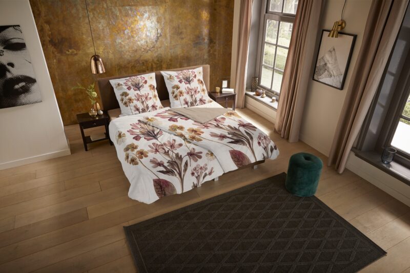 Gedroogde bloemen overtrek van Pure, 135 x 200 cm, kussensloop 80 x 80 cm
