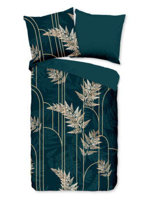 Pure dekbedovertrek gouden bladeren - Groen - 135 x 200 cm - 100% Polyester