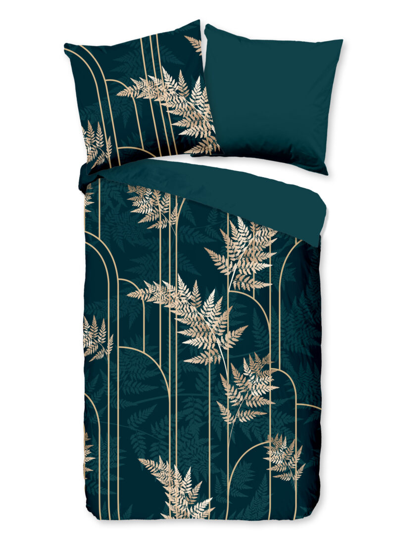 Pure dekbedovertrek gouden bladeren - Groen - 135 x 200 cm - 100% Polyester