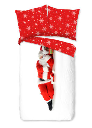 Pure dekbedovertrek kerstman - Rood - 135 x 200 cm - 100% Polyester