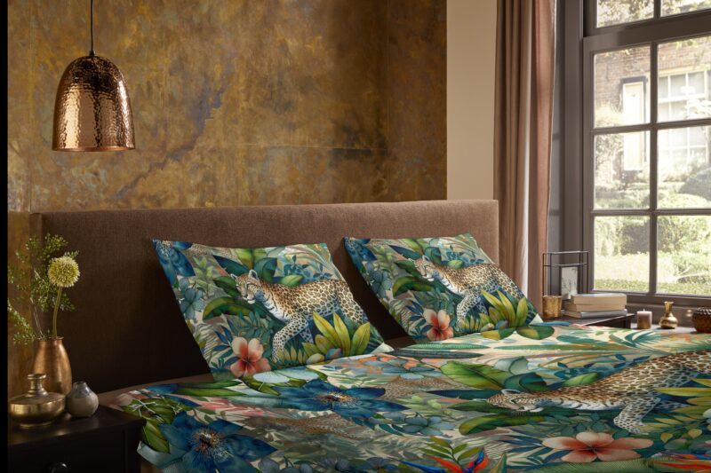 100% Polyester dekbedset luipaard met bladeren van Pure in 135 x 200 cm