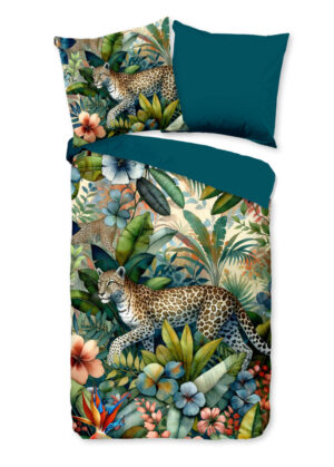 Pure dekbedovertrek luipaard met bladeren - Multicolor - 135 x 200 cm - 100% Polyester