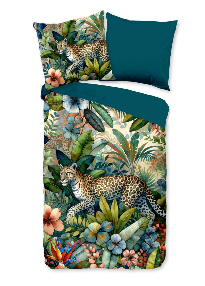 Pure dekbedovertrek luipaard met bladeren - Multicolor - 135 x 200 cm - 100% Polyester