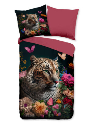 Pure dekbedovertrek luipaard met bloemen - Multicolor - 135 x 200 cm - 100% Polyester