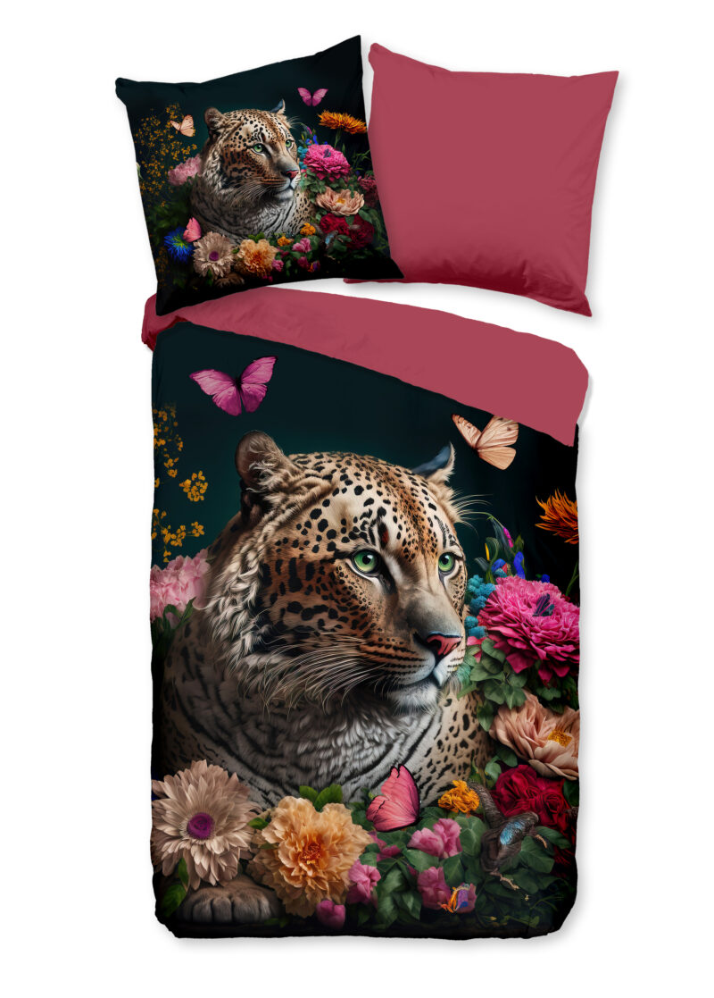 Pure dekbedovertrek luipaard met bloemen - Multicolor - 135 x 200 cm - 100% Polyester