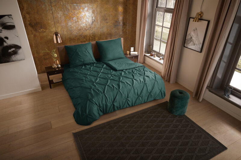 Luxe stiksel plooien overtrek van Pure, 135 x 200 cm, kussensloop 80 x 80 cm