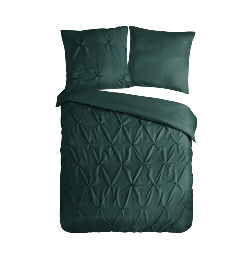 Pure dekbedovertrek luxe stiksel plooien - Groen - 135 x 200 cm - 100% Polyester