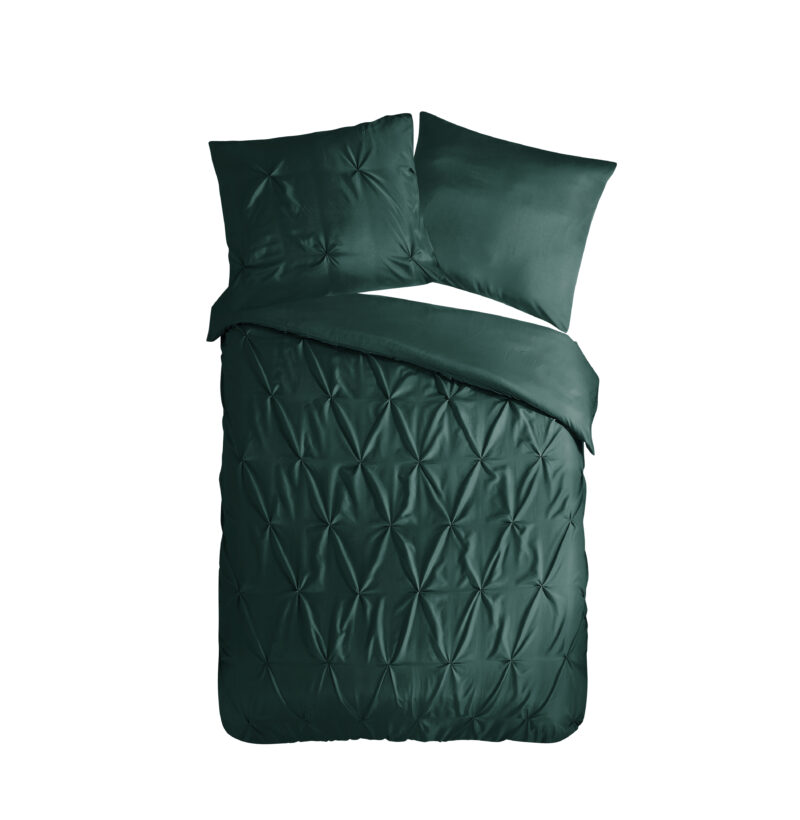 Pure dekbedovertrek luxe stiksel plooien - Groen - 140 x 200/220 cm - 100% Polyester