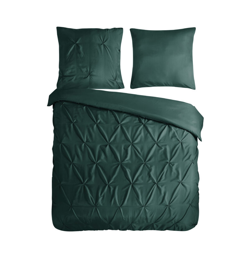 Pure dekbedovertrek luxe stiksel plooien - Groen - 200 x 200/220 cm - 100% Polyester