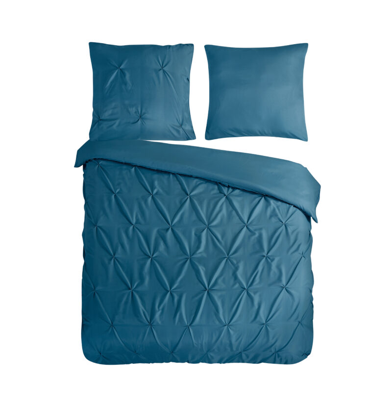 Pure dekbedovertrek luxe stiksel plooien - Petrol - 200 x 200/220 cm - 100% Polyester