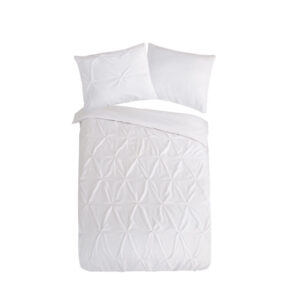 Pure dekbedovertrek luxe stiksel plooien - Wit - 140 x 200/220 cm - 100% Polyester