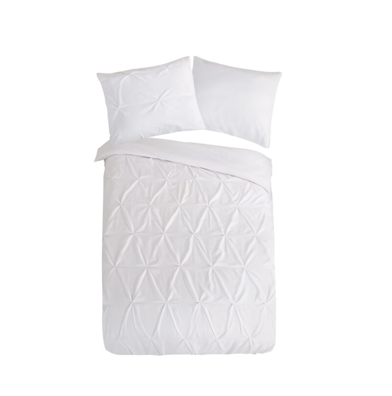 Pure dekbedovertrek luxe stiksel plooien - Wit - 140 x 200/220 cm - 100% Polyester