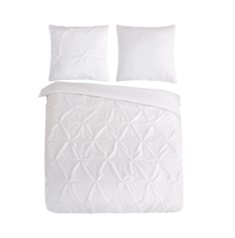 Pure dekbedovertrek luxe stiksel plooien - Wit - 200 x 200/220 cm - 100% Polyester