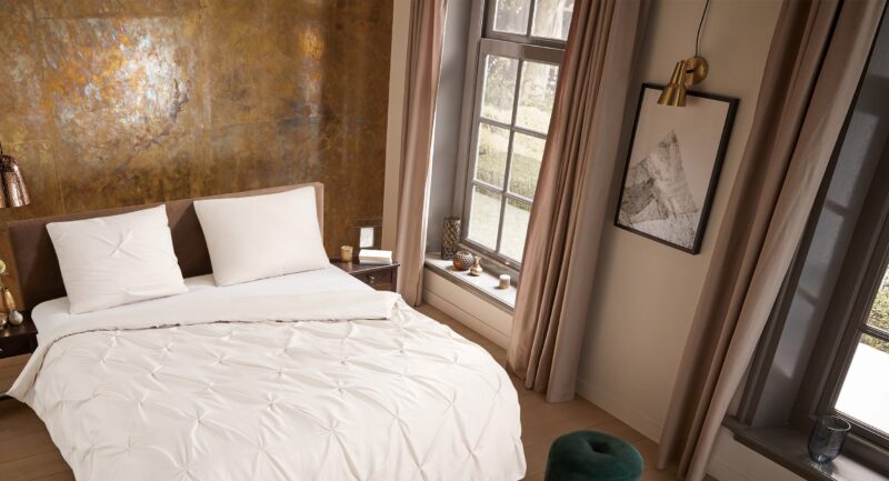 100% Polyester dekbedset luxe stiksel plooien van Pure in 140 x 200/220 cm - kussensloop 60 x 70 cm