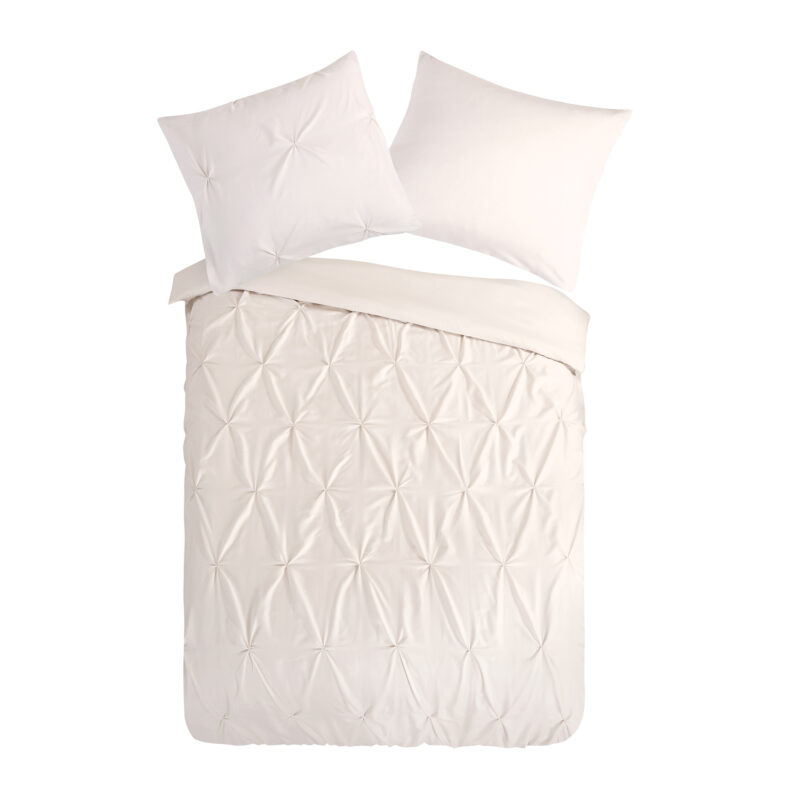 Pure dekbedovertrek luxe stiksel plooien - Zand - 140 x 200/220 cm - 100% Polyester