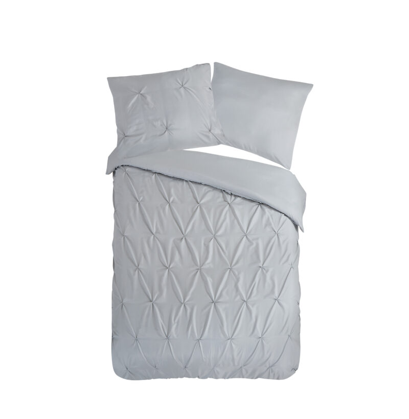 Pure dekbedovertrek luxe stiksel plooien - Zilver - 140 x 200/220 cm - 100% Polyester