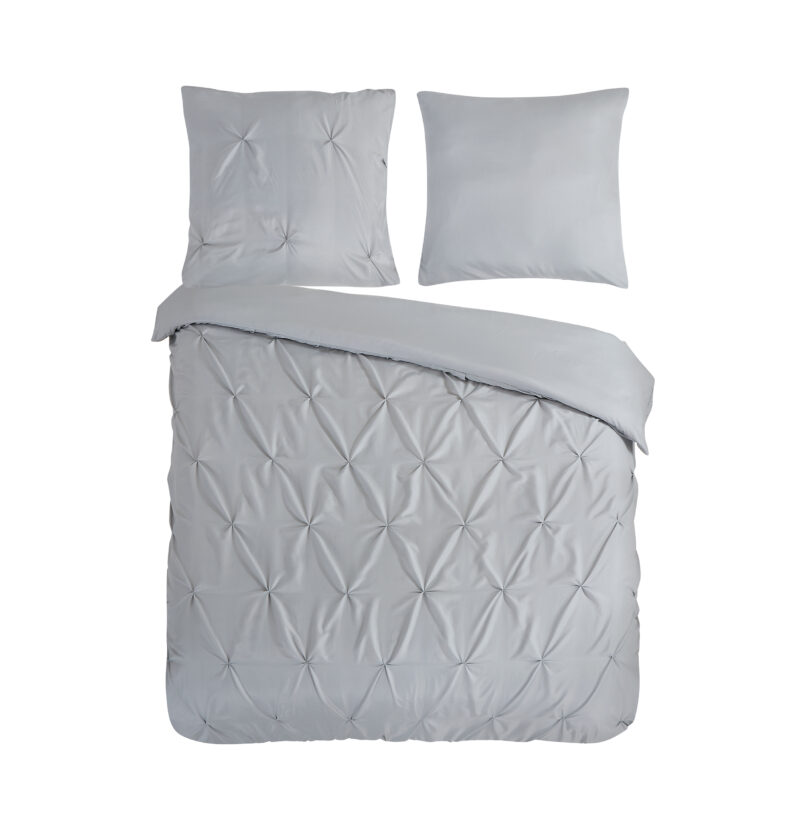 Pure dekbedovertrek luxe stiksel plooien - Zilver - 200 x 200/220 cm - 100% Polyester
