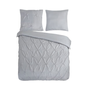 Pure dekbedovertrek luxe stiksel plooien - Zilver - 240 x 200/220 cm - 100% Polyester