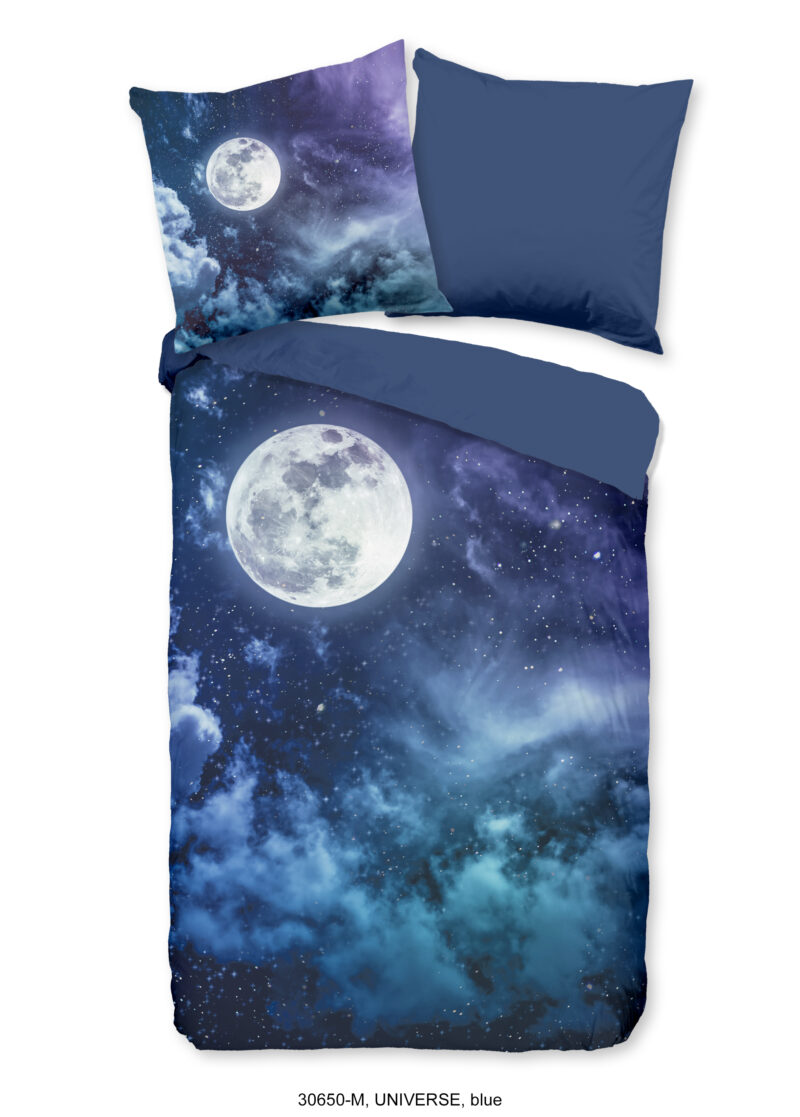 Pure dekbedovertrek maan met sterrenhemel - Multicolor - 135 x 200 cm - 100% Polyester