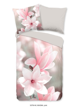 Pure dekbedovertrek magnolia bloemen - Roze - 135 x 200 cm - 100% Polyester