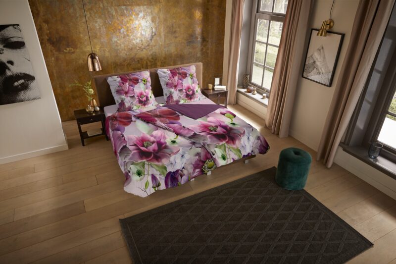 Orchidee bloemen overtrek van Pure, 135 x 200 cm, kussensloop 80 x 80 cm