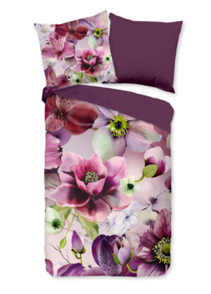 Pure dekbedovertrek orchidee bloemen - Bordeaux - 135 x 200 cm - 100% Polyester