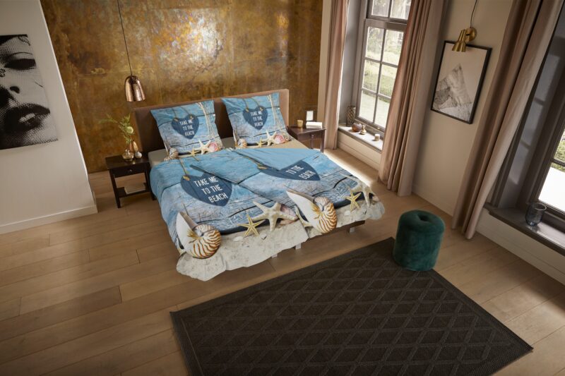 Strand/ zee overtrek van Pure, 135 x 200 cm, kussensloop 80 x 80 cm